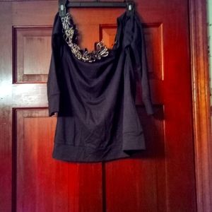 Vintage Black Gold woman's off or on the shoulder top size M